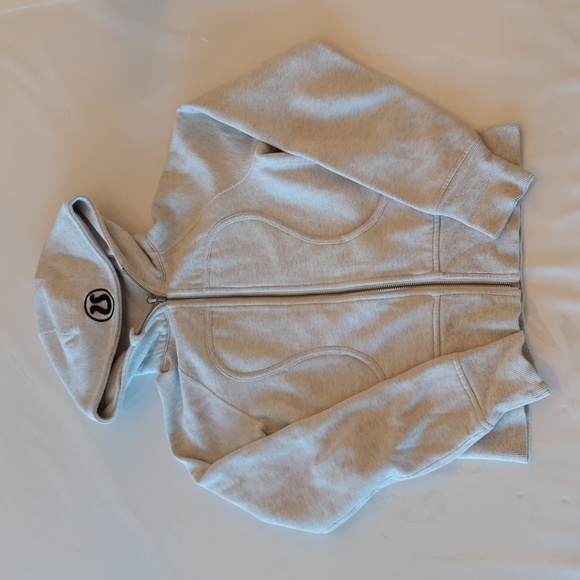 GUC Lululemon Scuba Hoodie Sz 4, Heathered Gray with Feather Print on back - Picture 1 of 5